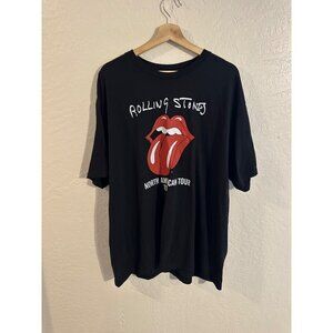 Y Rolling Stones 2X Black North American Tour 1975 Black & Red Cotton T shirt